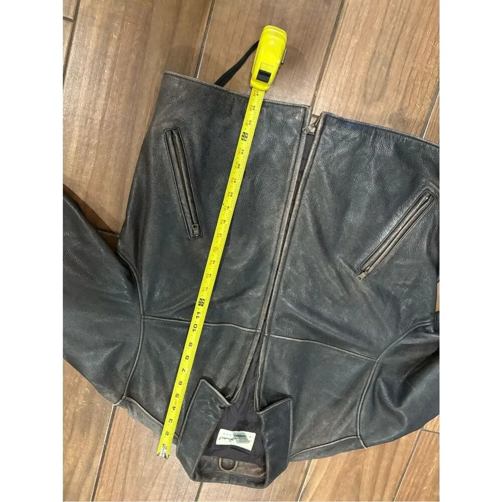 🧥 Eddie Bauer Distressed Leather Jacket Men’s Large Brown Vintage Style
